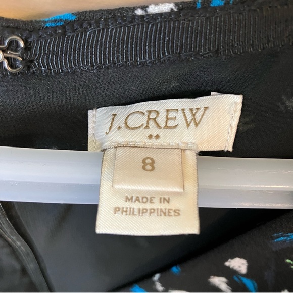 J.CREW Painted Dot Dress Black Blue Green White V-Neck Pleated C3871 Size 8 - Picture 2 of 12